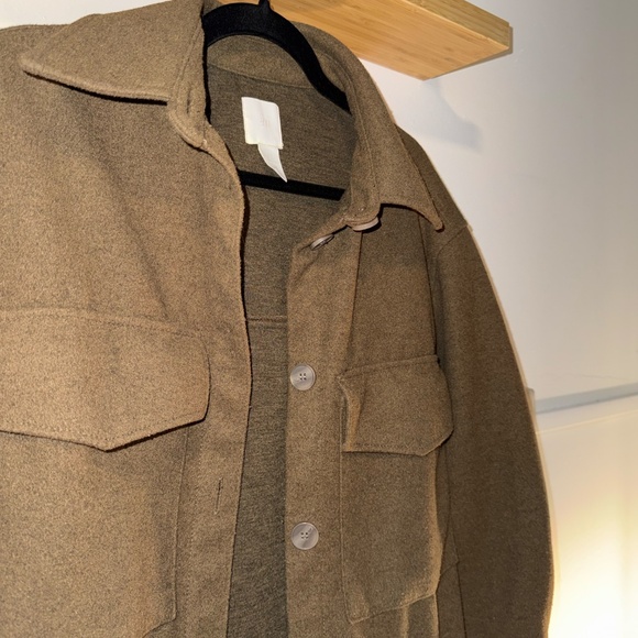 H&M Olive Wool-Blend Longline Shacket Jacket – Size Small - Picture 3 of 4